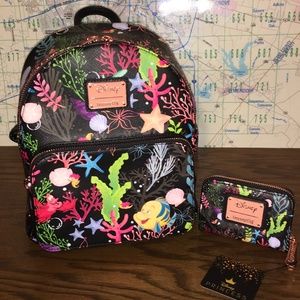 Loungefly under the sea backpack and wallet set NW